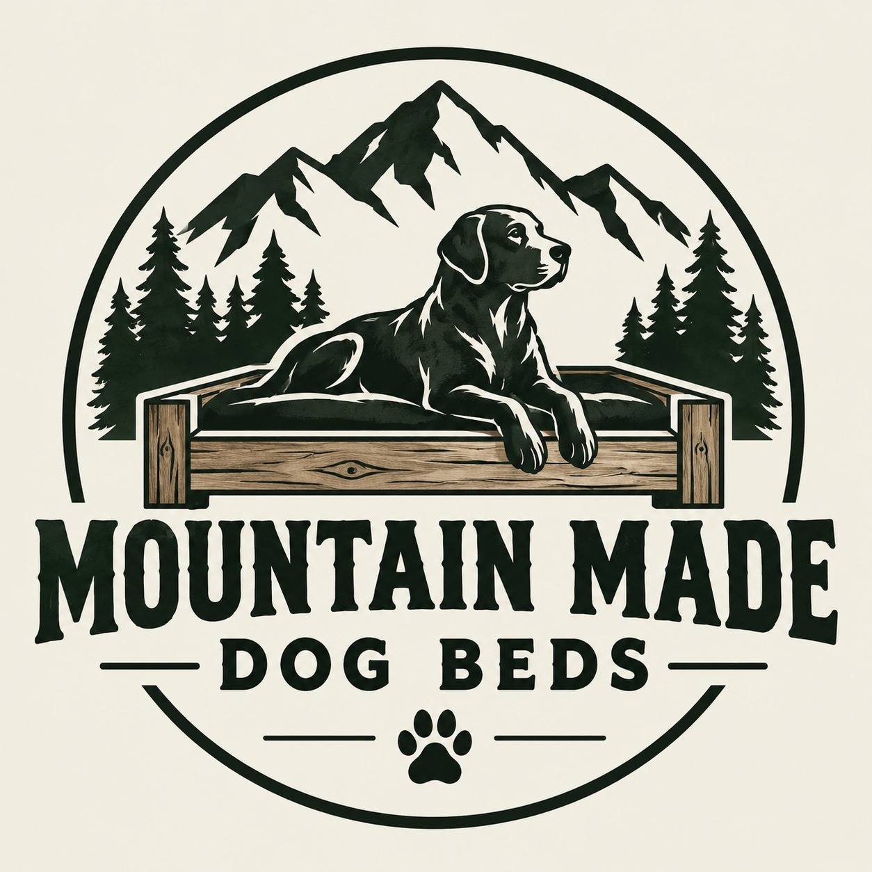 Mountain Made Dog Beds mountain and dog logo