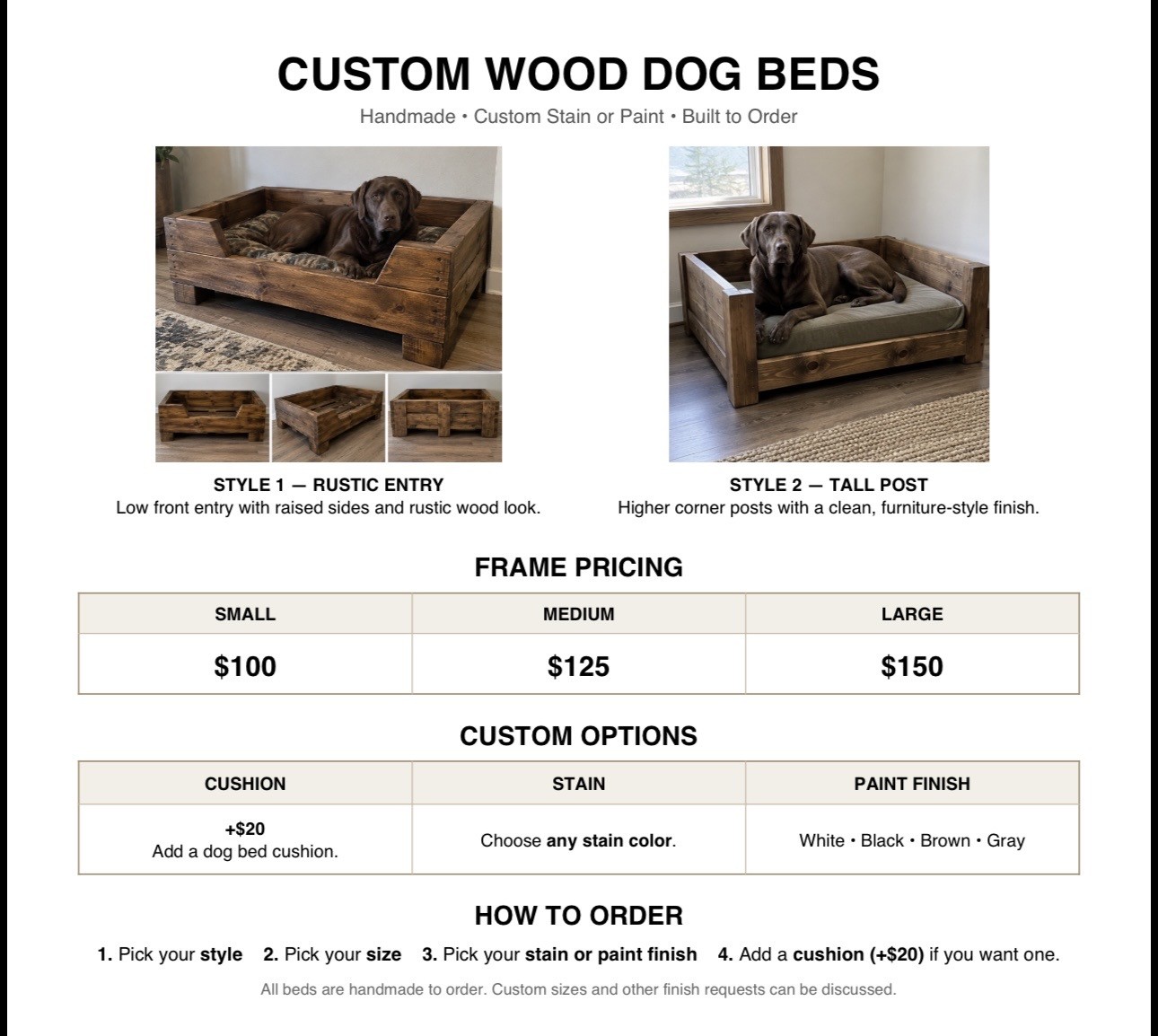 Mountain Made Dog Beds custom wood dog bed pricing guide